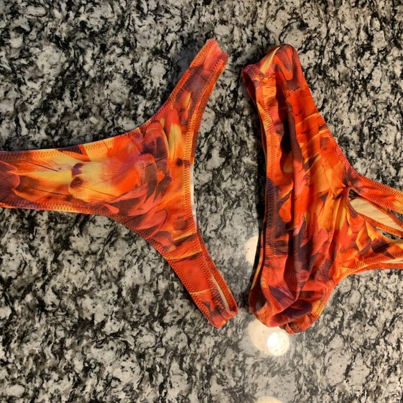 Melissa Simone Swim OREYA HIGH CUT BIKINI Top & BOTTOM - TANGERINE - Picture 2 of 5